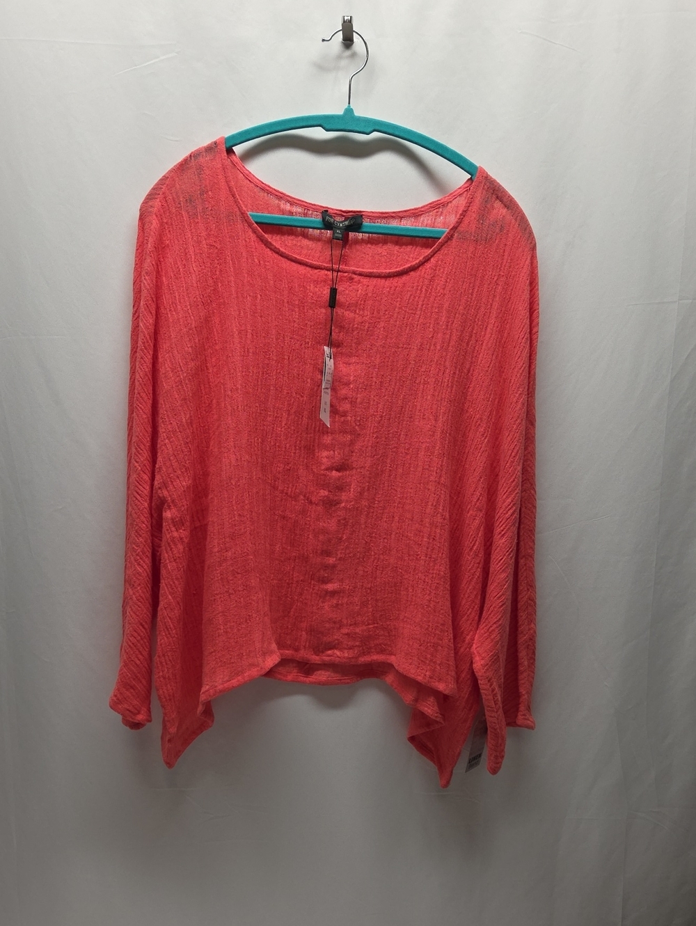 For Cynthia Coral Lightweight Long-Sleeve Tunic Barbiecore Vacation Beach Boho